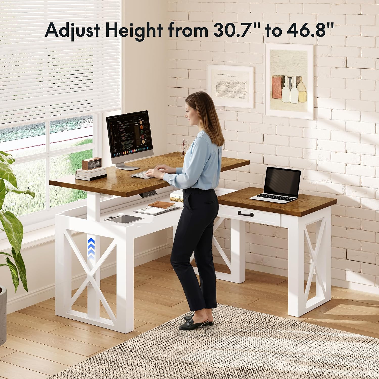 L Shaped Standing Desk with Dr - Setup Desk Monitor review and price